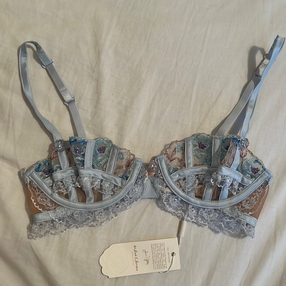 For love and lemons Sorbet Rose underwire bra, Blue, Size XXS
